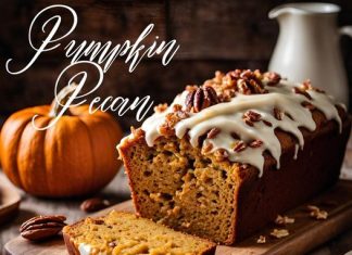 Pecan Pumpkin Strudel Bread with Cream Cheese Drizzle